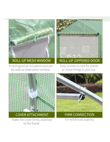 Outsunny 4.47 x 3 x 2m Walk-in Tunnel Greenhouse, Portable Polytunnel Tent, Plant Hot House with PE Cover, Zippered Roll Up Door - pic 38411 | FastDaddyshop