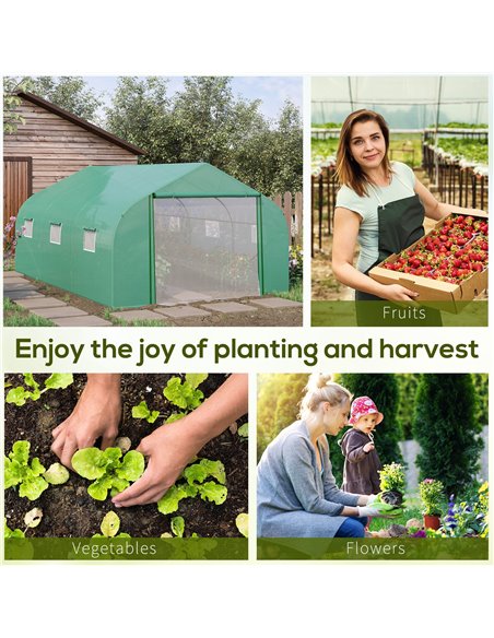 Outsunny 4.47 x 3 x 2m Walk-in Tunnel Greenhouse, Portable Polytunnel Tent, Plant Hot House with PE Cover, Zippered Roll Up Door - pic 38412 | FastDaddyshop