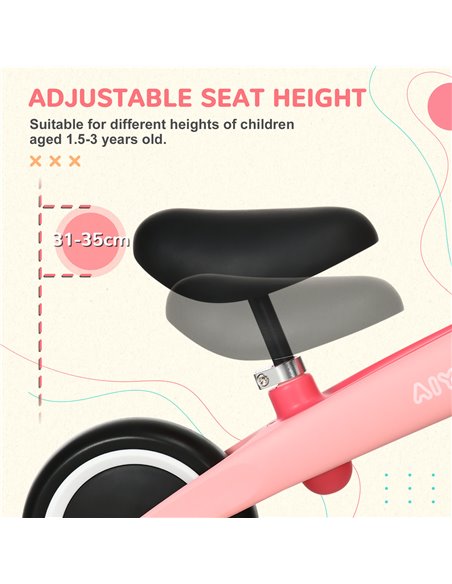 AIYAPLAY Balance Bike with Adjustable Seat for 1.5 - 3 Years Old - Pink - pic 3842 | FastDaddyshop