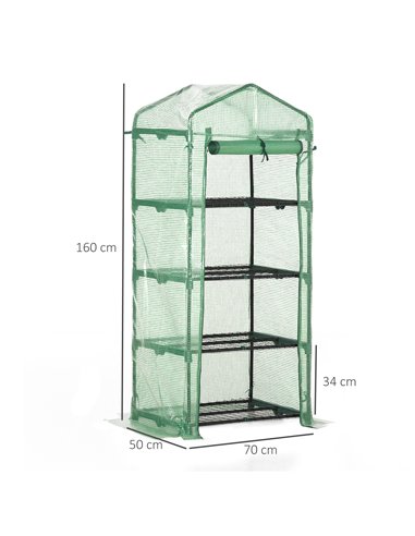 Outsunny 4 Tier Mini Greenhouse, Portable Green House, Green 845-228V02