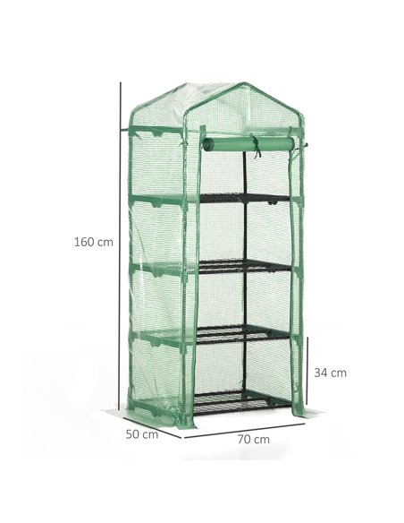 Outsunny 4 Tier Mini Greenhouse, Portable Green House, Green 845-228V02 - pic 38426 | FastDaddyshop