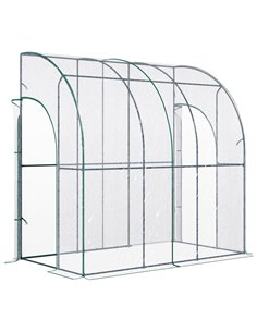 Outsunny Outdoor Walk-In Lean to Wall Tunnel Greenhouse, Green 845-592V01