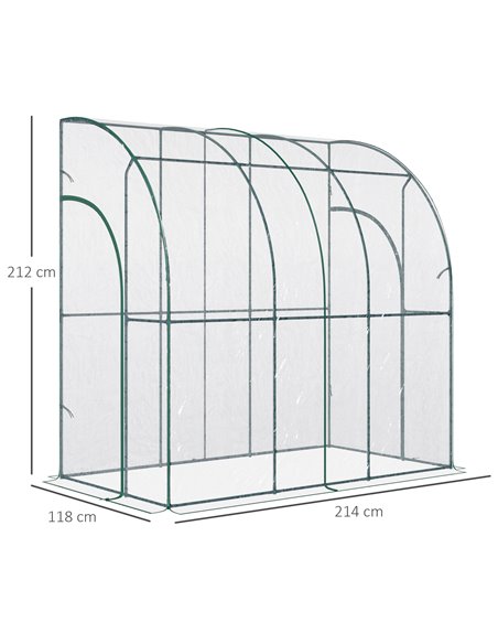 Outsunny Outdoor Walk-In Lean to Wall Tunnel Greenhouse, Green 845-592V01 - pic 38435 | FastDaddyshop