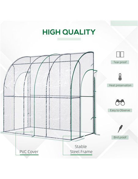 Outsunny Outdoor Walk-In Lean to Wall Tunnel Greenhouse, Green 845-592V01 - pic 38436 | FastDaddyshop