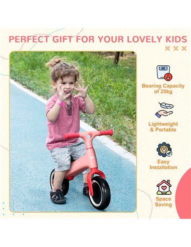 AIYAPLAY Balance Bike with Adjustable Seat for 1.5 - 3 Years Old - Pink