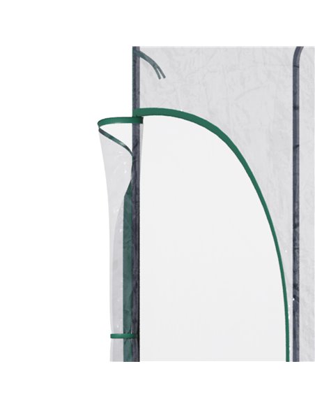 Outsunny Outdoor Walk-In Lean to Wall Tunnel Greenhouse with Zippered Roll Up Door PVC Cover Sloping Top, Clear, Green 214cm x 1 - pic 38440 | FastDaddyshop