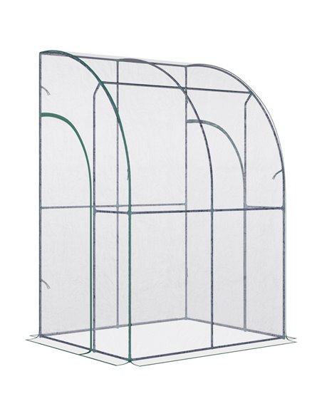 Outsunny Lean to Wall Tunnel Greenhouse, Clear & Green 845-592 - pic 38442 | FastDaddyshop