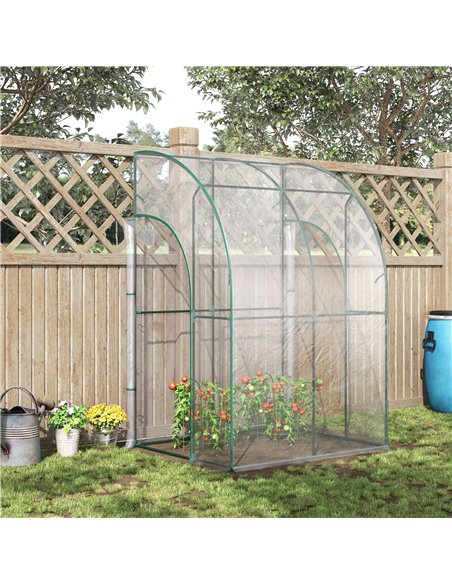 Outsunny Lean to Wall Tunnel Greenhouse, Clear & Green 845-592 - pic 38443 | FastDaddyshop