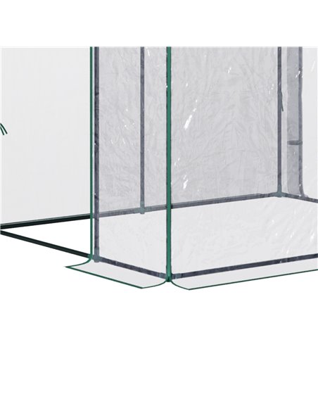 Outsunny Walk-In Greenhouse Lean to Wall Tunnel Greenhouse with Zippered Roll Up Door PVC Cover Sloping Top, 143 x 118 x 212 cm  - pic 38450 | FastDaddyshop
