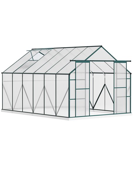 Outsunny Aluminium Polycarbonate Greenhouse, Green & Clear 845-533 - pic 38451 | FastDaddyshop