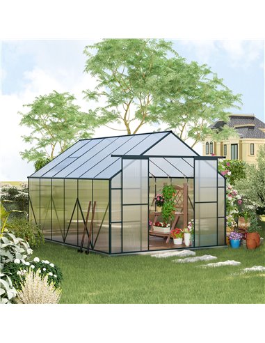 Outsunny Aluminium Polycarbonate Greenhouse, Green & Clear 845-533