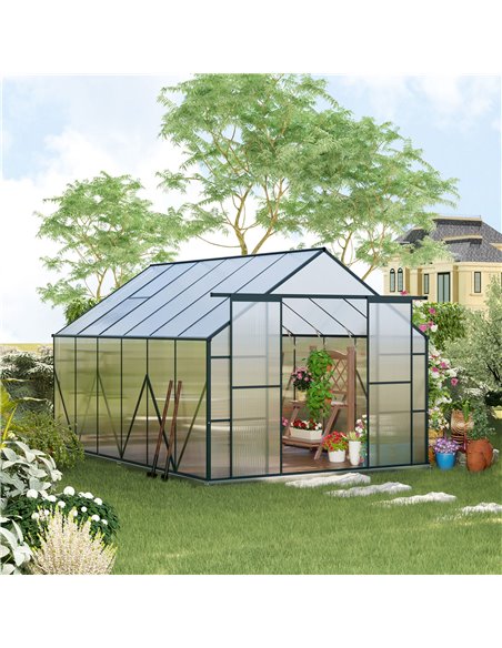 Outsunny Aluminium Polycarbonate Greenhouse, Green & Clear 845-533 - pic 38452 | FastDaddyshop