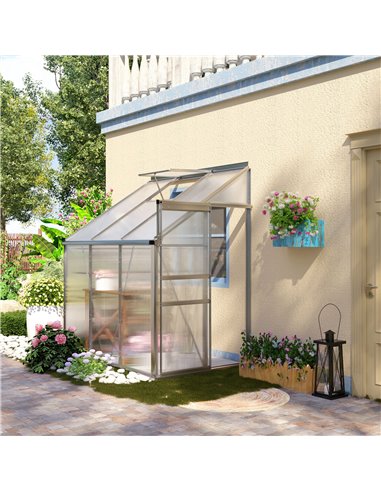 Outsunny Walk-In Polycarbonate Garden Greenhouse, Silver & Clear 845-539