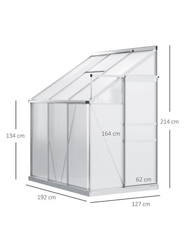 Outsunny Walk-In Polycarbonate Garden Greenhouse, Silver & Clear 845-539