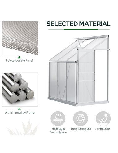 Outsunny Walk-In Polycarbonate Garden Greenhouse, Silver & Clear 845-539