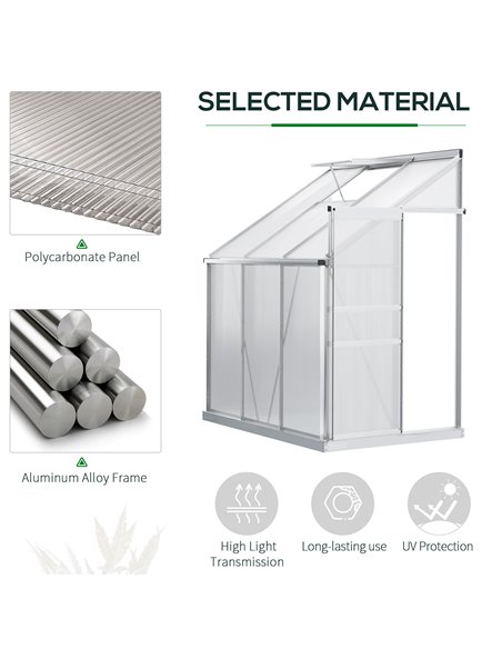 Outsunny Walk-In Polycarbonate Garden Greenhouse, Silver & Clear 845-539 - pic 38481 | FastDaddyshop