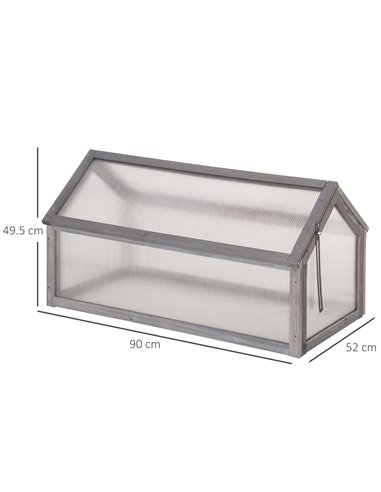 Outsunny Wooden Cold Frame Polycarbonate Greenhouse, Grey 845-671GY