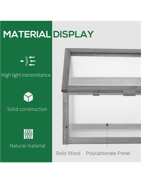 Outsunny Wooden Cold Frame Polycarbonate Greenhouse, Grey 845-671GY - pic 38490 | FastDaddyshop