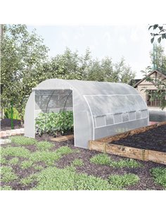 Outsunny 4 x 3 x 2 m Polytunnel Greenhouse, White 845-612V01WT 2