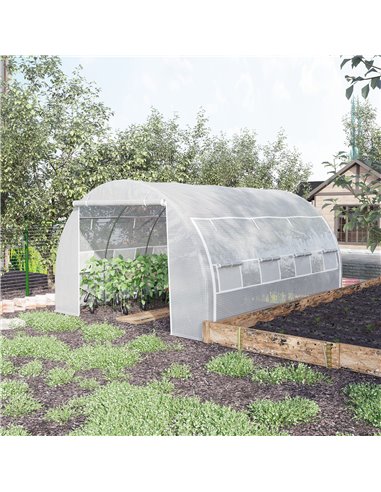 Outsunny 4 x 3 x 2 m Polytunnel Greenhouse, White 845-612V01WT