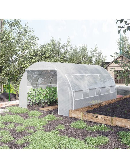 Outsunny 4 x 3 x 2 m Polytunnel Greenhouse, White 845-612V01WT - pic 38497 | FastDaddyshop