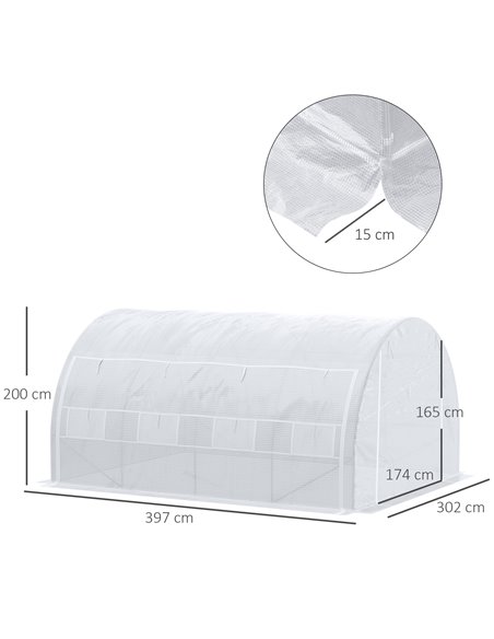 Outsunny 4 x 3 x 2 m Polytunnel Greenhouse, White 845-612V01WT - pic 38498 | FastDaddyshop