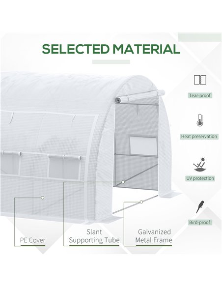 Outsunny 4 x 3 x 2 m Polytunnel Greenhouse, White 845-612V01WT - pic 38499 | FastDaddyshop