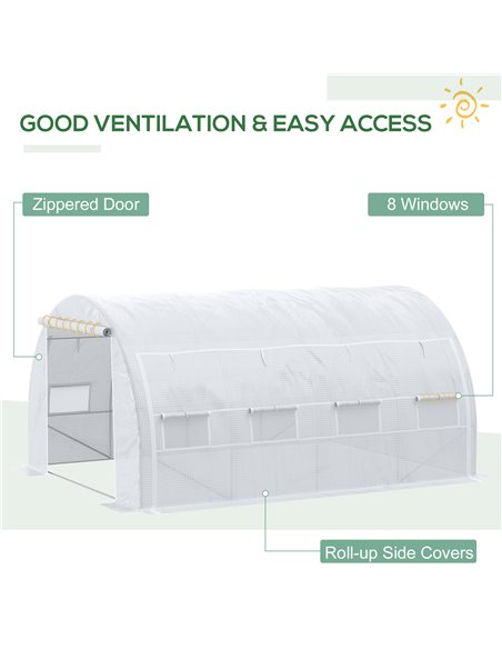 Outsunny 4 x 3 x 2 m Polytunnel Greenhouse with Steel Frame, Reinforced Cover, Zippered Door and 8 Windows for Garden and Backya - pic 38500 | FastDaddyshop