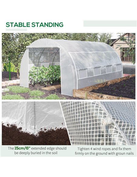 Outsunny 4 x 3 x 2 m Polytunnel Greenhouse with Steel Frame, Reinforced Cover, Zippered Door and 8 Windows for Garden and Backya - pic 38501 | FastDaddyshop