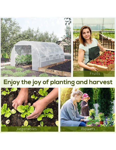 Outsunny 4 x 3 x 2 m Polytunnel Greenhouse with Steel Frame, Reinforced Cover, Zippered Door and 8 Windows for Garden and Backya - pic 38502 | FastDaddyshop