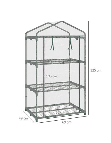 Outsunny 3 Tier Mini Greenhouse Portable Garden Grow House, Clear 845-606