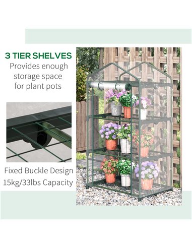 Outsunny 3 Tier Mini Greenhouse Portable Garden Grow House, Clear 845-606