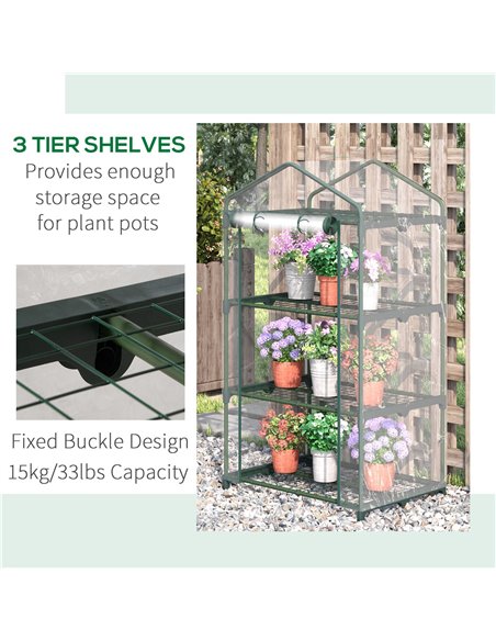 Outsunny 3 Tier Mini Greenhouse Portable Garden Grow House, Clear 845-606 - pic 38509 | FastDaddyshop