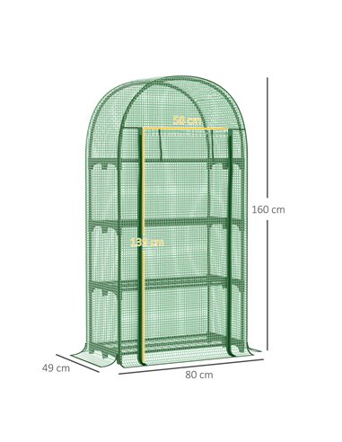 Outsunny 80x49x160cm Mini Greenhouse for Outdoor, Portable Gardening Plant with Storage Shelf, Roll-Up Zippered Door, Metal Fram