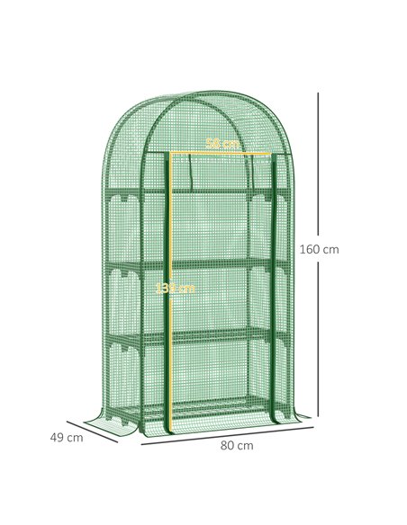 Outsunny 80x49x160cm Mini Greenhouse for Outdoor, Portable Gardening Plant with Storage Shelf, Roll-Up Zippered Door, Metal Fram - pic 38516 | FastDaddyshop