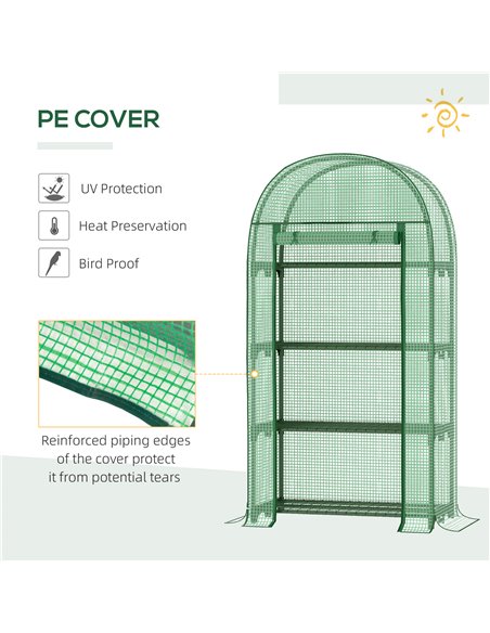 Outsunny 80x49x160cm Mini Greenhouse for Outdoor, Portable Gardening Plant with Storage Shelf, Roll-Up Zippered Door, Metal Fram - pic 38517 | FastDaddyshop