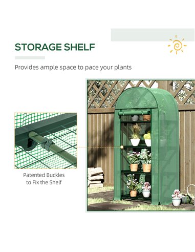 Outsunny 80x49x160cm Mini Greenhouse for Outdoor, Portable Gardening Plant with Storage Shelf, Roll-Up Zippered Door, Metal Fram