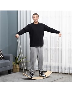 HOMCOM Wood Wobble Board with Ropes, Balance Board for Full Body Workout, Multipurpose for Kids and Adults