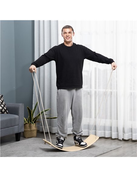 HOMCOM Wood Wobble Board with Ropes, Balance Board for Full Body Workout, Multipurpose for Kids and Adults - pic 3855 | FastDaddyshop