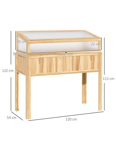 Outsunny Raised Garden Bed 2-IN-1 Wood Cold Frame Greenhouse, Natural 845-655ND