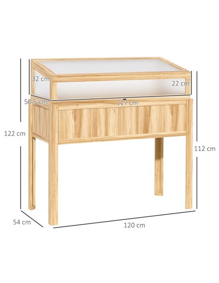 Outsunny Raised Garden Bed 2-IN-1 Wood Cold Frame Greenhouse, Natural 845-655ND - pic 38552 | FastDaddyshop
