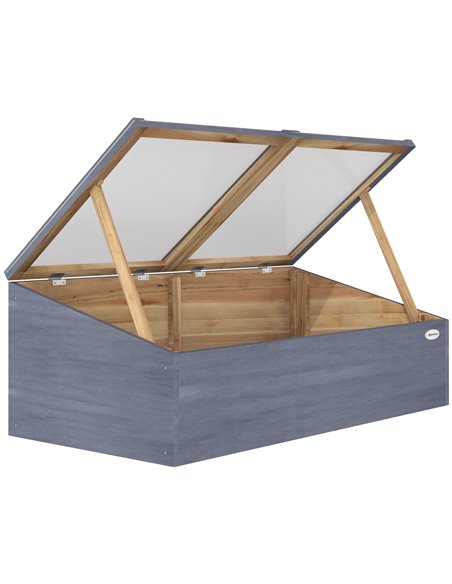 Outsunny Wooden Cold Frame Polycarbonate Greenhouse, Light Grey 845-538 - pic 38559 | FastDaddyshop