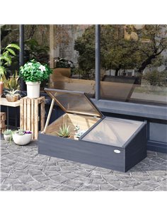 Outsunny Wooden Cold Frame Polycarbonate Greenhouse, Light Grey 845-538 2