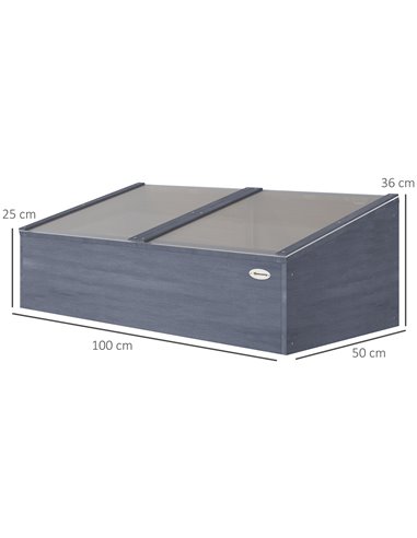 Outsunny Wooden Cold Frame Polycarbonate Greenhouse, Light Grey 845-538