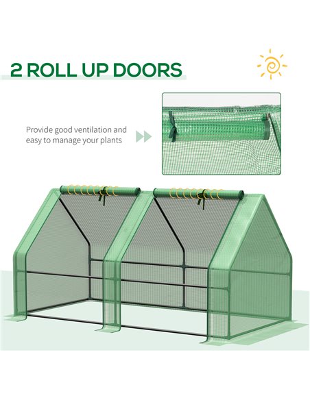 Outsunny Mini Small Greenhouse with Steel Frame & PE Cover & Zippered Window Poly tunnel Steeple for Plants Vegetables, 180 x 90 - pic 38610 | FastDaddyshop