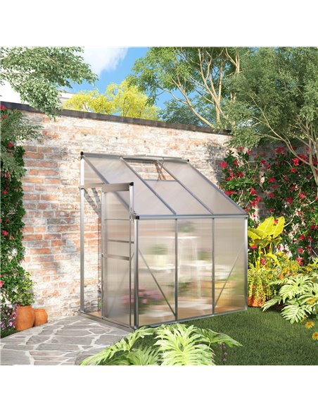 Outsunny Walk-In Lean to Wall Greenhouse, Silver 845-391V02SR - pic 38623 | FastDaddyshop