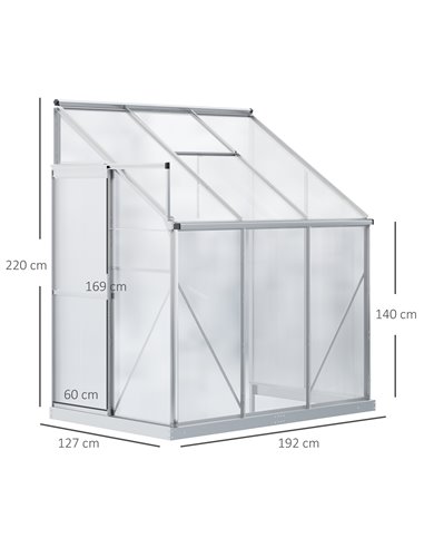 Outsunny Walk-In Lean to Wall Greenhouse, Silver 845-391V02SR