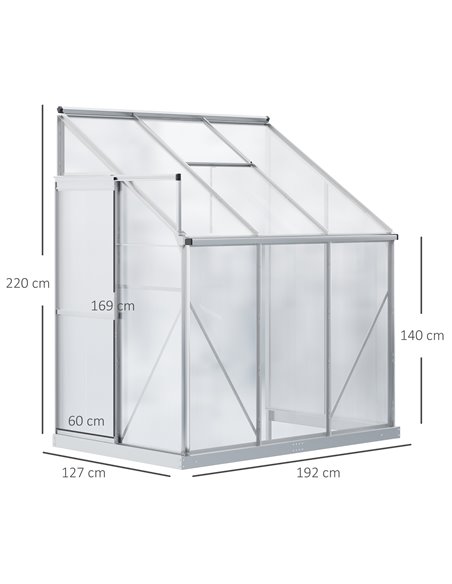 Outsunny Walk-In Lean to Wall Greenhouse, Silver 845-391V02SR - pic 38624 | FastDaddyshop