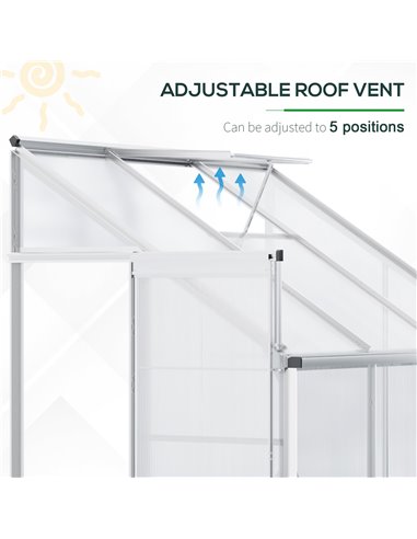 Outsunny Walk-In Lean to Wall Greenhouse, Silver 845-391V02SR