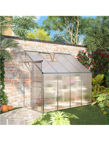 Outsunny Walk-In Lean to Greenhouse, Silver 845-391V03